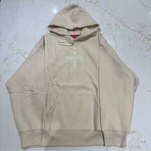 Supreme Cross Box Logo Hoodie Hooded Sweatshirt Natural FW20 Size Large